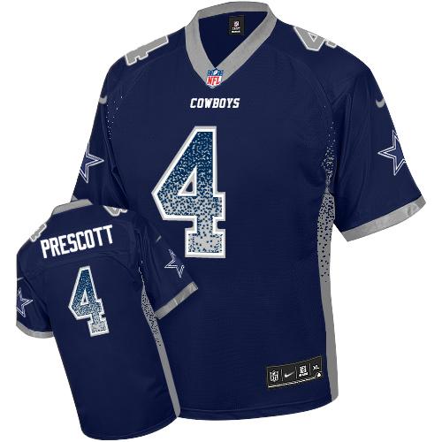 Nike Cowboys #4 Dak Prescott Navy Blue Team Color Men's Stitched NFL Elite Drift Fashion Jersey